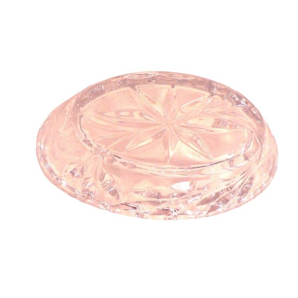 Oval Serving Dish Floral Pattern with Leaf Pattern Glass Etched Ends - Picture 3 of 7